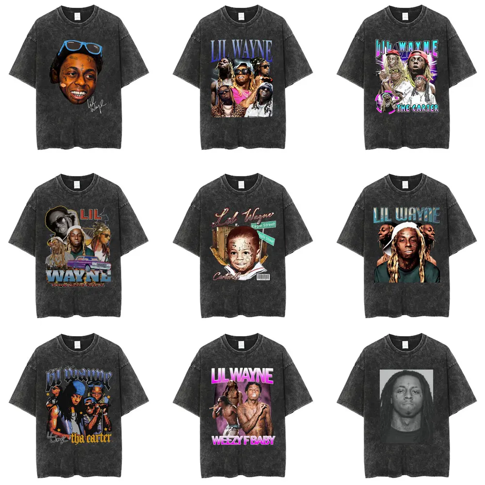 

Washed Vintage Rapper Lil Wayne T-shirt Tha Carter VI Graphic T Shirts Men Women Hip Hop Fashion Oversized T-shirts Streetwear