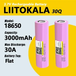 LiitoKala 30Q 100% original New for  INR18650 battery 3.7V 3000mAh INR18650 30Q li-ion Rechargeable Batteries