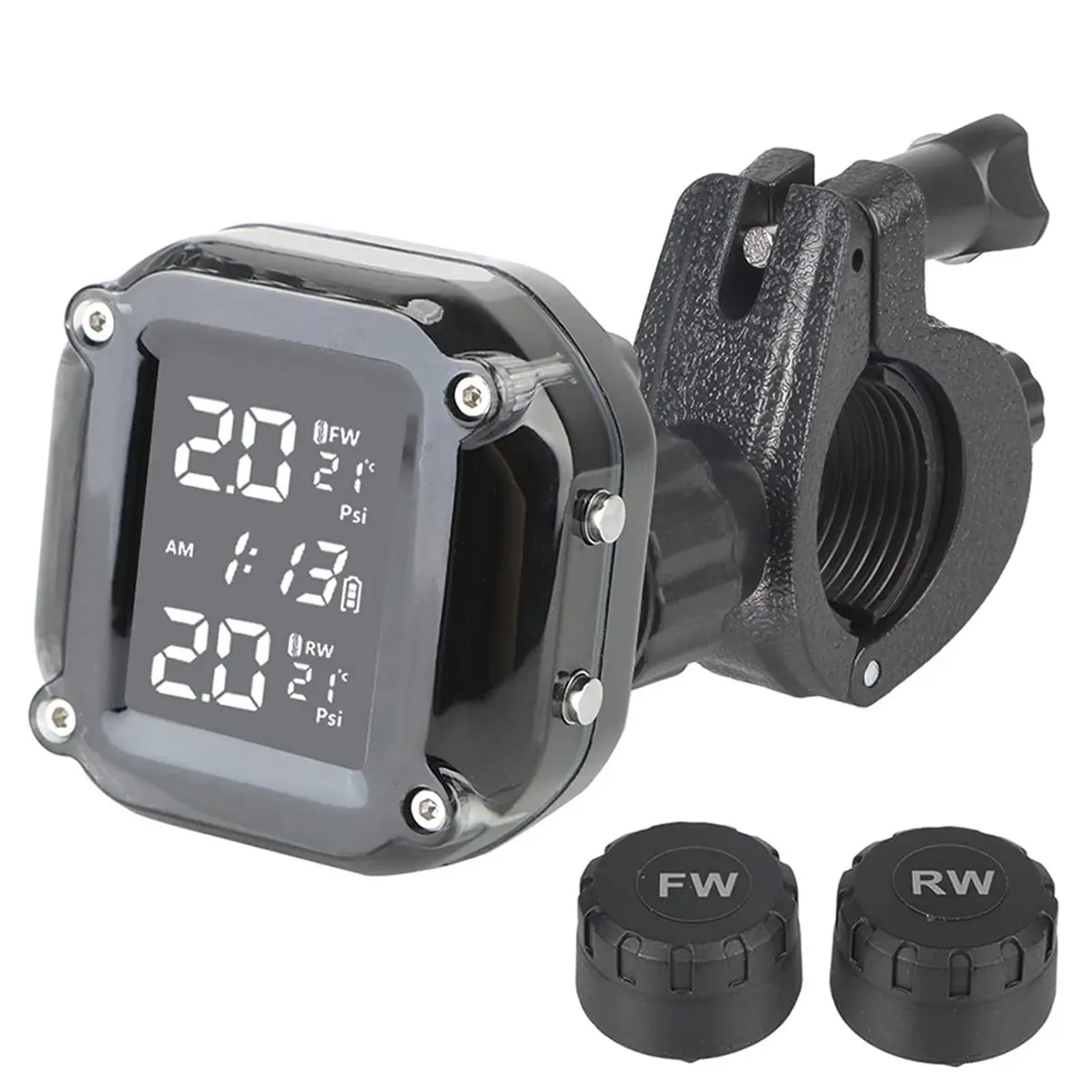 Compatible Motorcycle Tire Pressure Monitoring System with LCD Display and Real-Time Alerts
