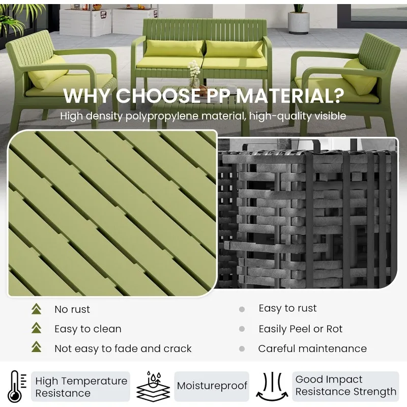 No Rust Modular Outdoor Sectional Sofa Set, All Weather Patio Conversation Set, for Backyard, Deck, Poolside with Coffee Table