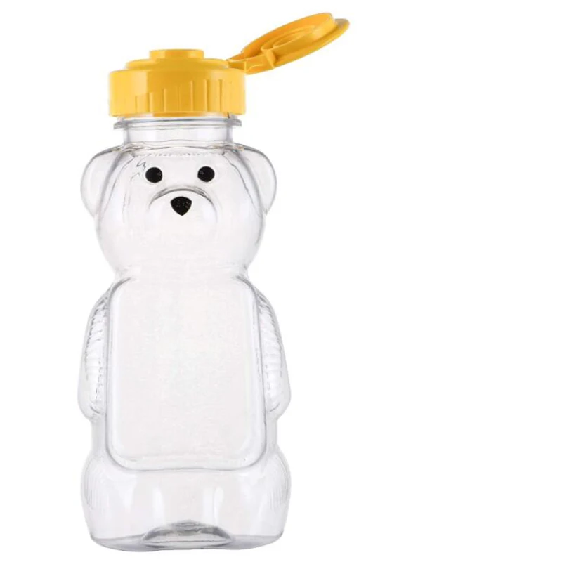 10 Pcs 240ml Plastic Squeeze Condiment Bottles Bear Shape Honey Sauce Mustard Jam Dispenser Honey Bottle Extrusion Bottle