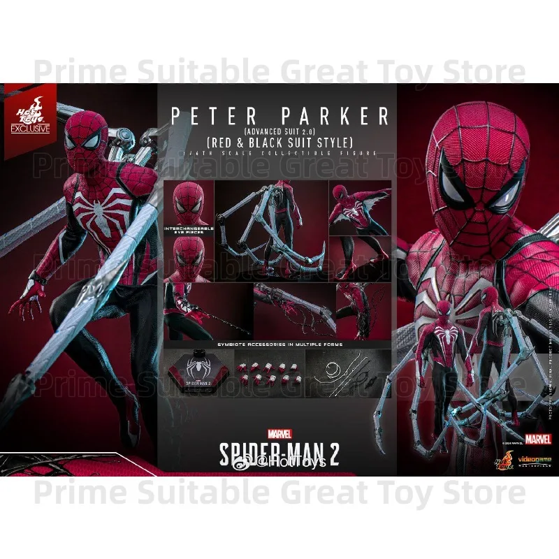 【In Stock】Original HOTTOYS HT VGM66 Peter Parker Advanced Suit 2.0 Red and Black Edition Spider-Man Game Gift&Collection