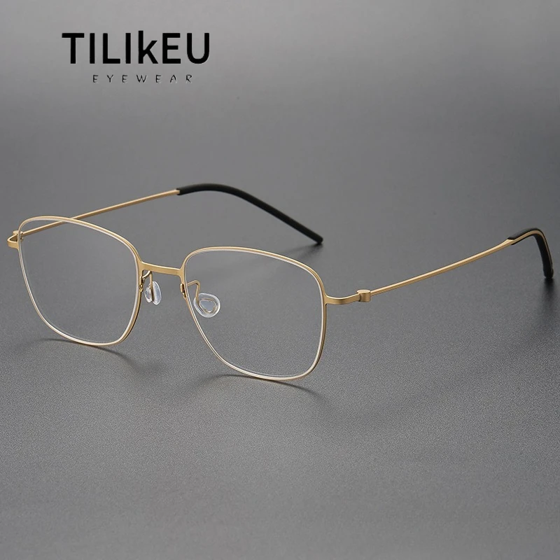 

Denmark Screwless Designer Pure Titanium Glasses Frame Trendy Men Women Retro Thin Rim Square Ultralight Eyeglasses Gafas 5530-1