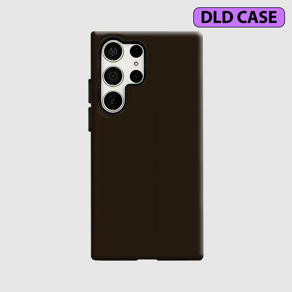 Solid Dark Brown Case for Samsung Galaxy S26 S25 S24 S23 Ultra Drop Resistant Glossy 2 in 1 Solid Dual-Layer Cover