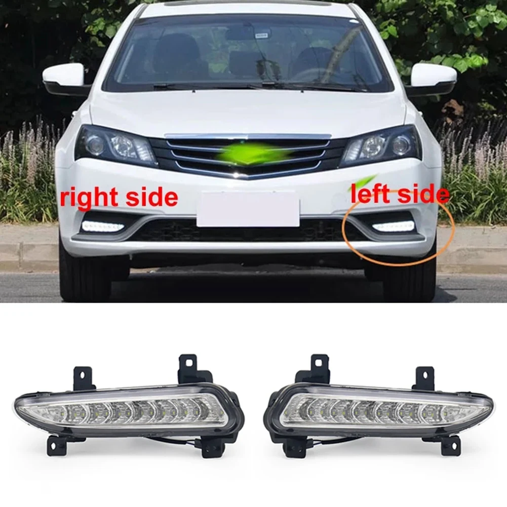 Car Right DRL LED Fog Light for Geely Emgrand EC718 EC7 2014-2016 Auto Driving Lamp Daytime Running Light Bumper Lamp