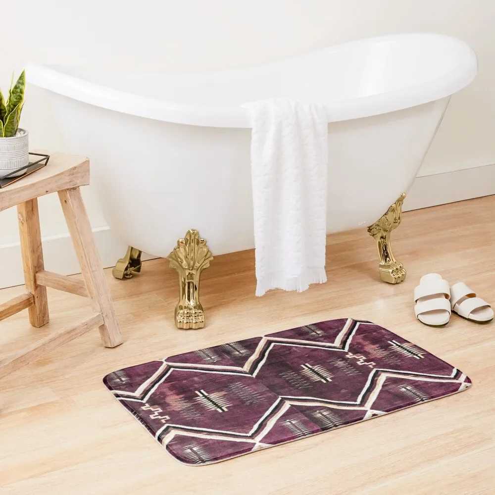 

NATIVE AMERICAN 130 YEAR OLD BLANKET - 2021 COLORIZED - BURNT DARK CHERRY Bath Mat Home Decor Bathroom Slip Mat