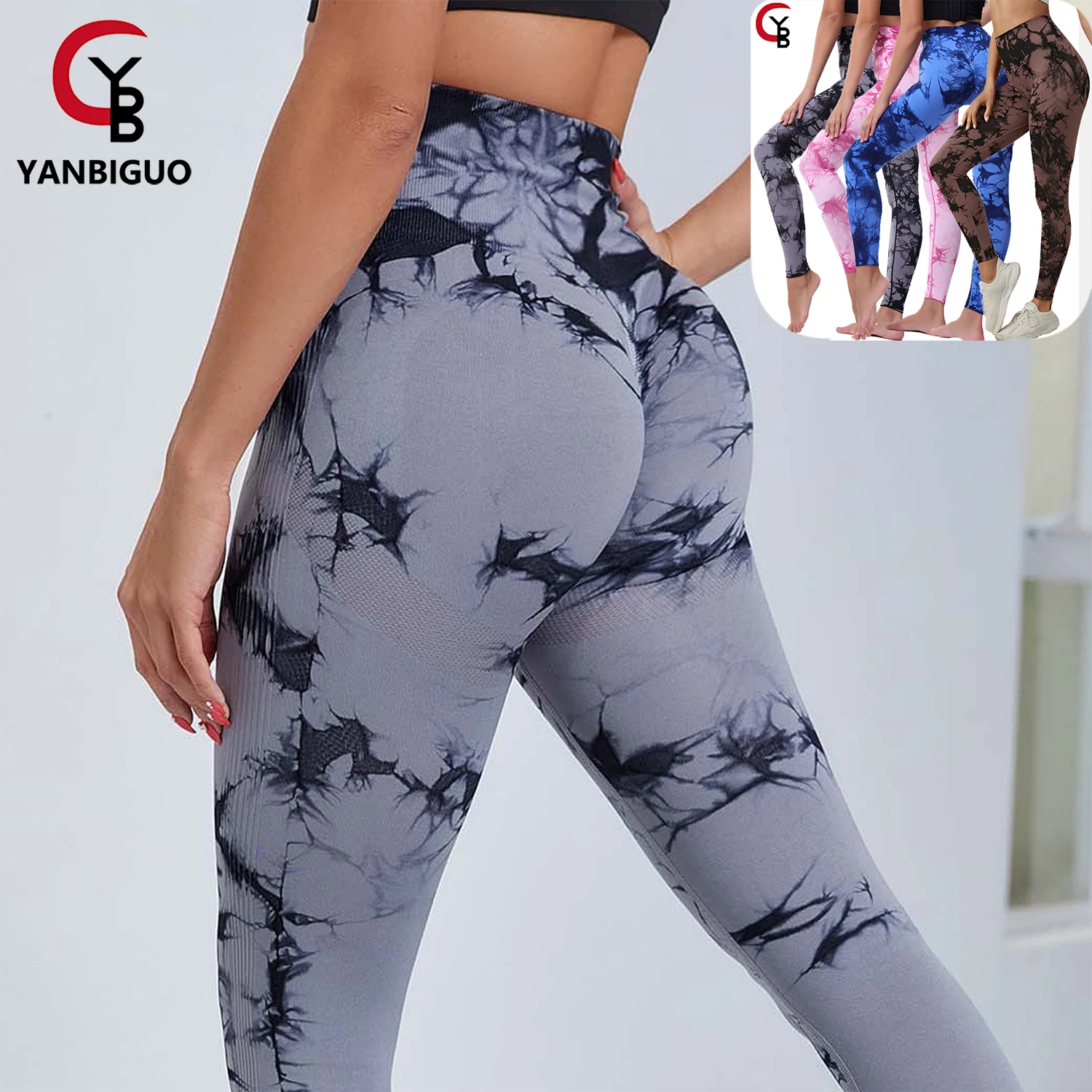 

YANBIIGUO Seamless Women Solid Waist Yoga Pants Three-section Waist Sexy Hip-lifting Tight Sports Pants Fitness Exercise Pants