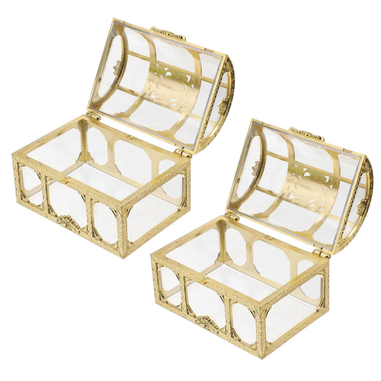 

2Pcs Plastic Transparent Box Jewelry Organizer Storage Chest Pirate Style Keepsake Memory Gift