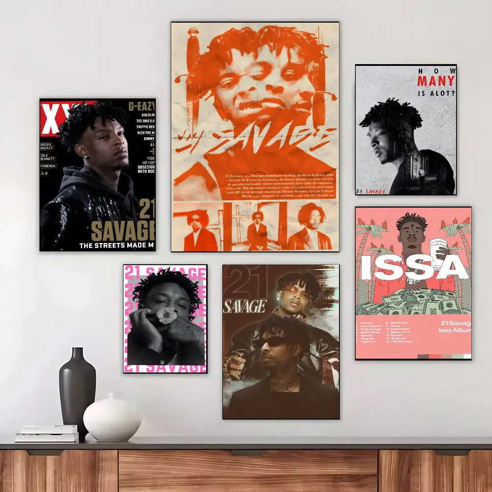 Hip Hop 21 Savage Rapper Poster Modern Aesthetic Wall Art Print Minimalist Bedroom Living Room Home Decor Gift