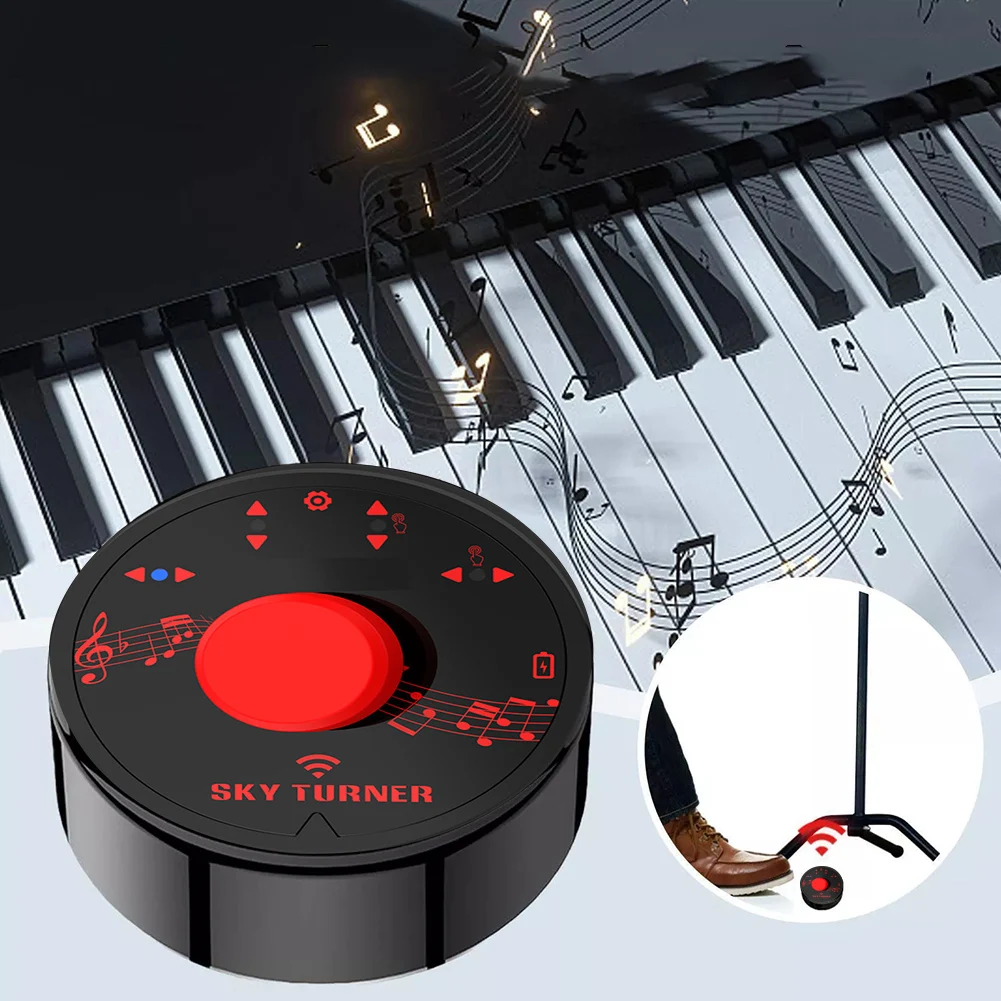 Black Red BT Foot Pedal Compatible With 99 Of Apps Simulated Finger Page Turning Type-C Charging Cable Music Teaching