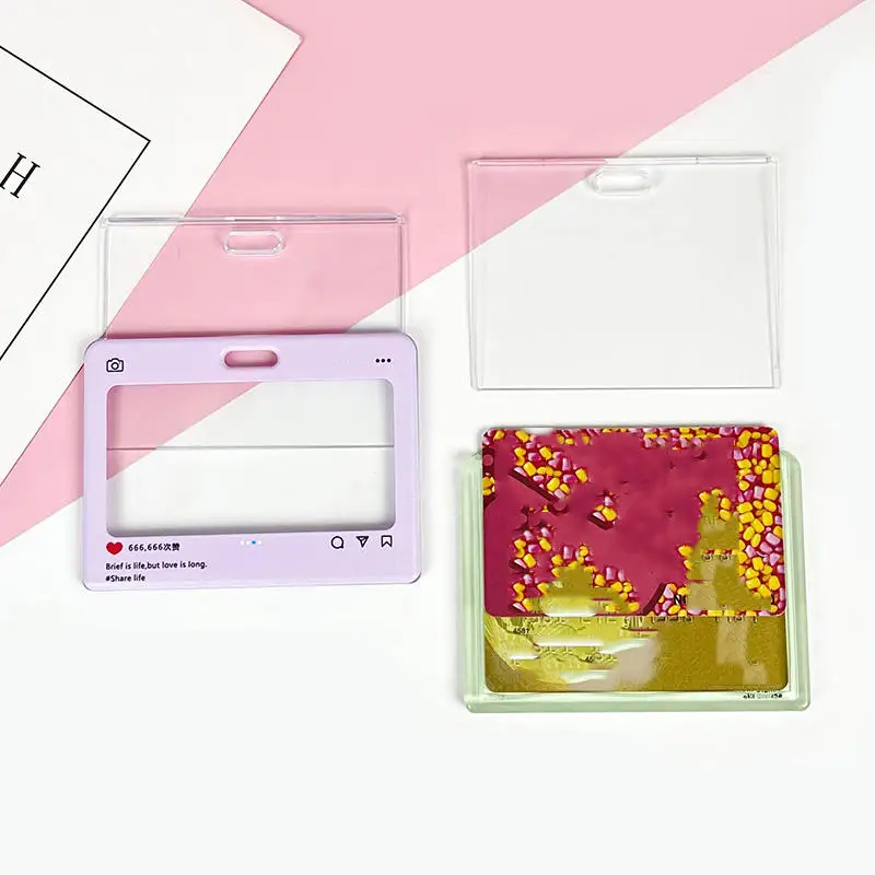 Cute Dialog Box Transparent Card Cover Student Cartoon Slider Card Pack Game Card ID Card Set Pendant Anti-lost