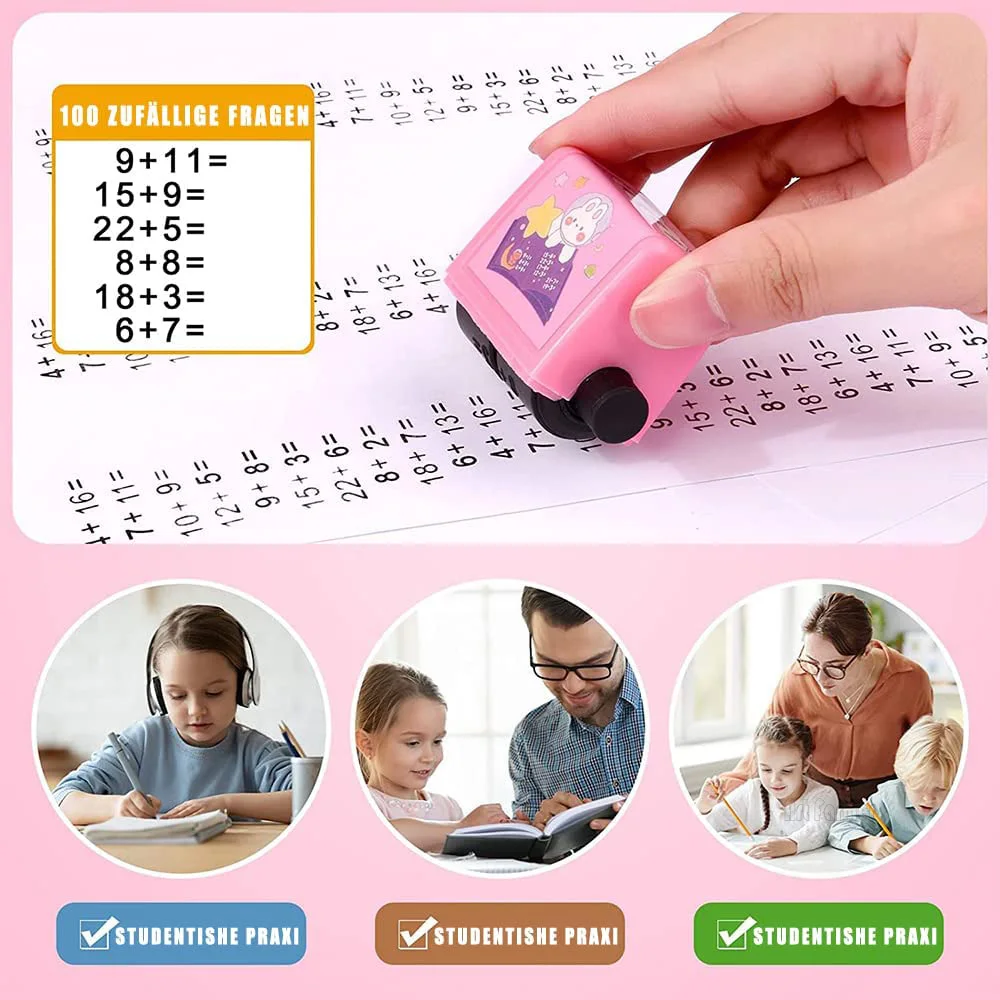 Roller Digital Teaching Stamp Reusable Addition and Subtraction Roller Stamp Within 100 Teaching Math Practice Questions