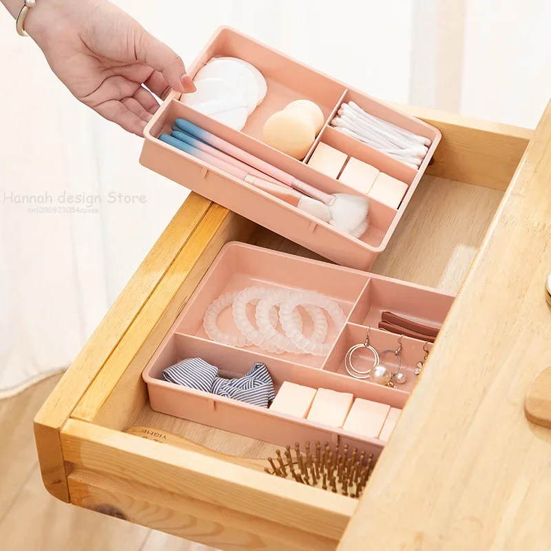 Desk Drawer Organizer Stackable Multi-cell Storage Box Tray Dressing Table Jewelry Organizer Makeup Organizer For Home Office