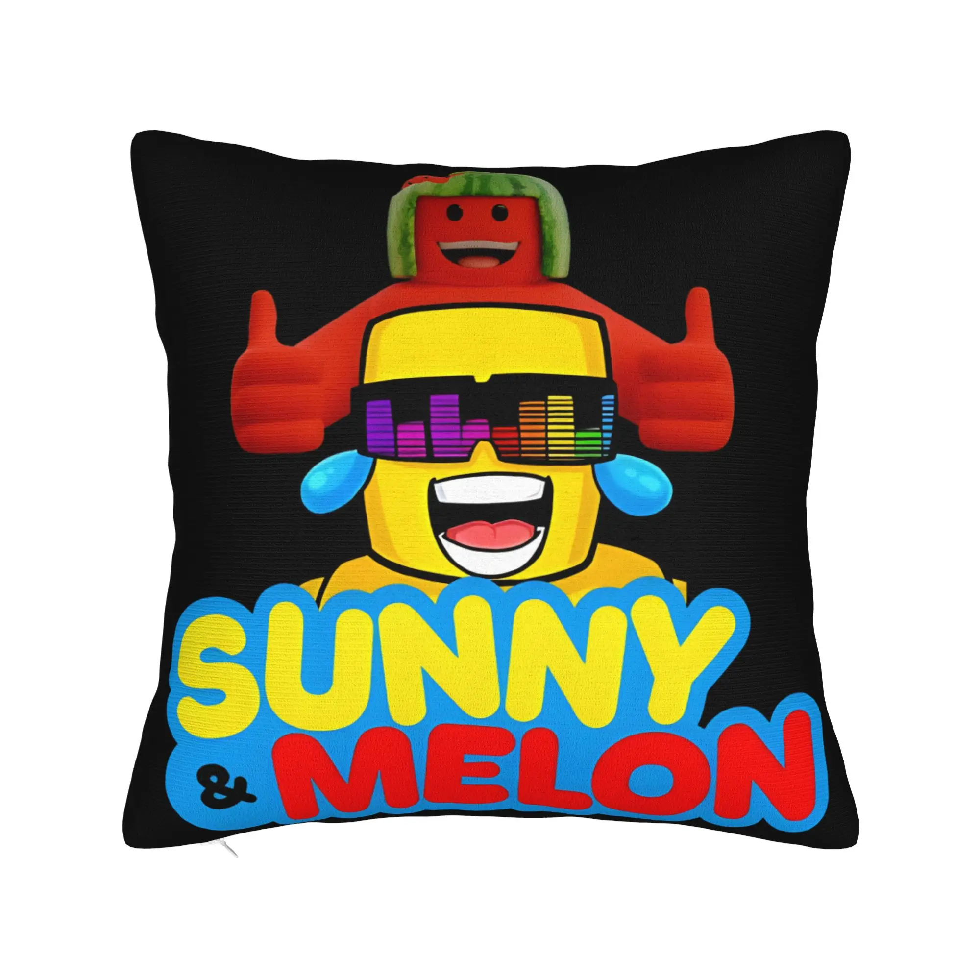 Sunny Front Melon Behind Thumbs Up Pillow Case  Print Pillow Cover For Couch Sofa Bedroom Retro Trendy Pillowcases