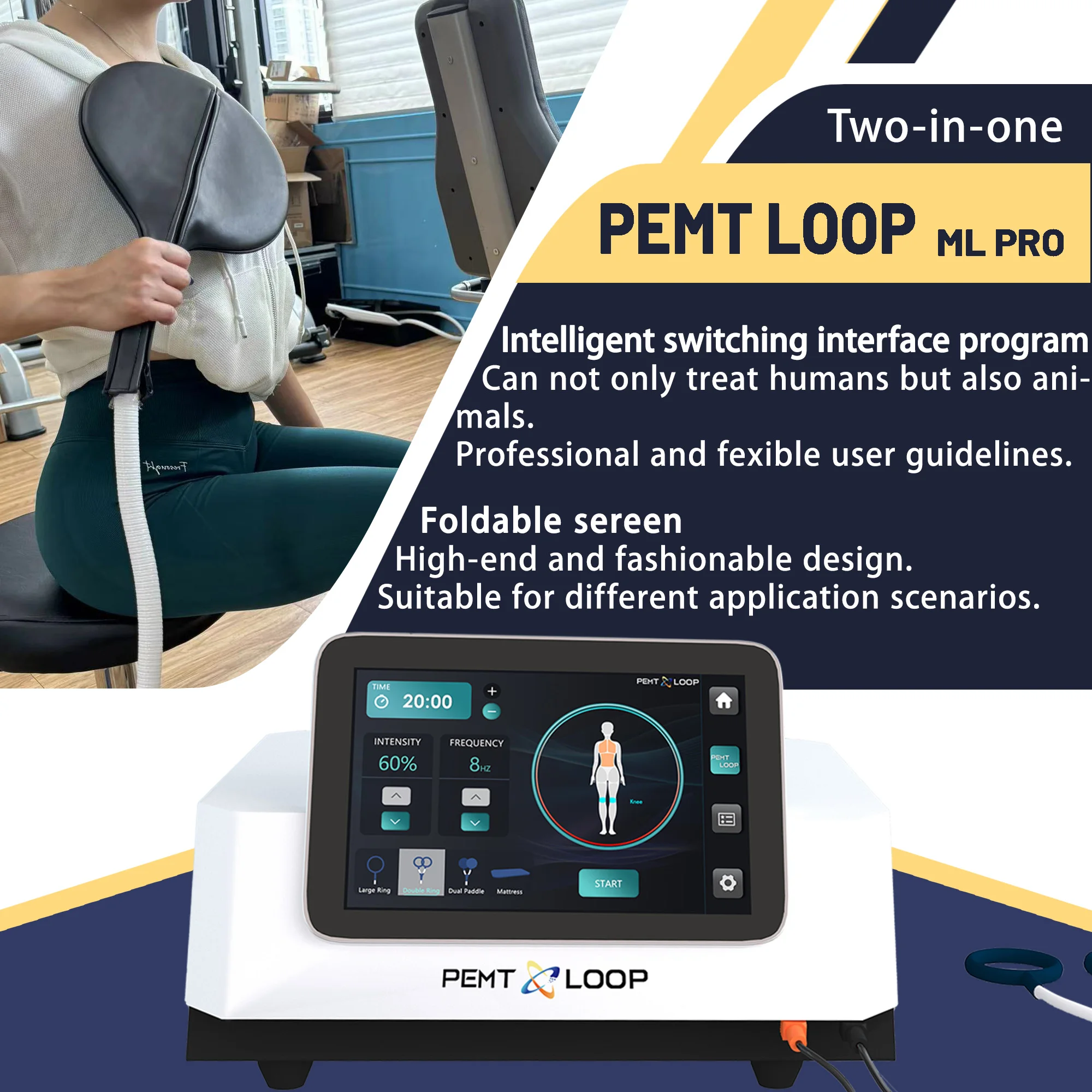 PEMF Pulse electromagnetic therapy PEMT LOOP machine with Single and Butterfly Loop for body pain relief Treatment