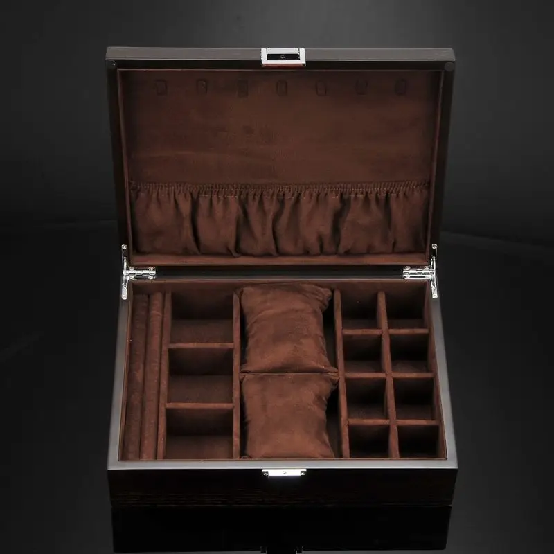 Wooden Jewelry Box Velvet Single Layer Lockable Jewellry Boxes Bracelet Necklaces Earring Box Exquisite Luxurious Gift Boxes