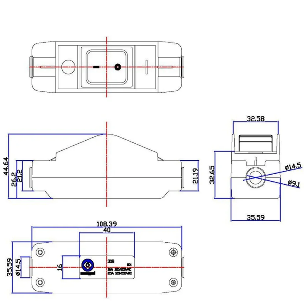 Interruptor de cabo em linha 16A/25A 250V/125V Indicador LED vermelho à prova d'água e seguro adequado para circuitos de alta corrente