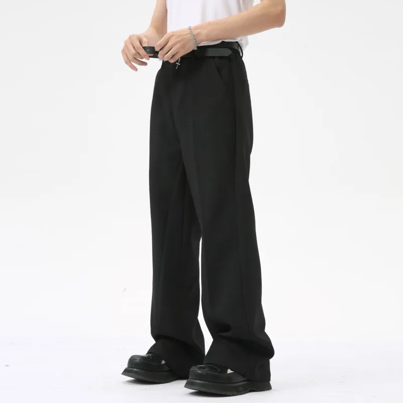 SYUHGFA Minimalist Men's Wear Suit Pants Casual Solid Color Flares Bottom Straight Wide Leg Loose Male Trousers New 2024 Autumn