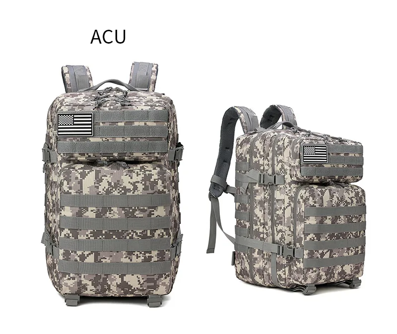 45L خفيفة الوزن المشي لمسافات طويلة على ظهره سعة كبيرة التكتيكية على ظهره الرياضة تسلق على ظهره في الهواء الطلق حزمة 900DOxford مقاومة للماء