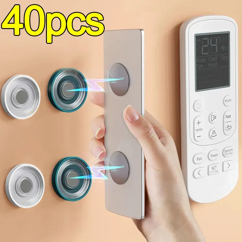 2/40pcs Magnetic Hooks Wall Mounted Remote Control Magnet Holder Keys Anti-Lost Router Socket Organizer Hook Home Office Storage