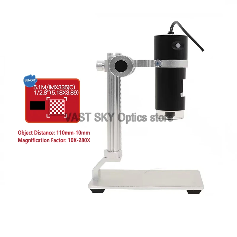 Vast Sky USB Microscope Professional Measurement 2.1/5.1MP10-280X Continuous Adjustable Professional Multi functional Software