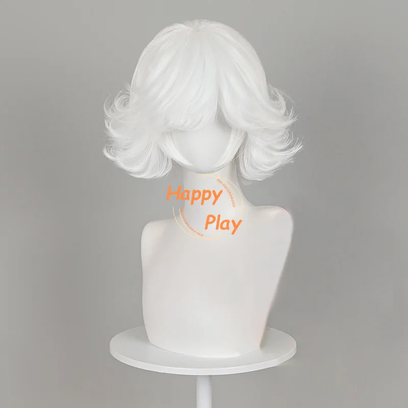 Mi Zu Ki Cosplay Wig Short Pure White Mi zu ki Anime Wigs Heat Resistant Synthetic Hair Halloween Party Unisex Wig + Wig Cap