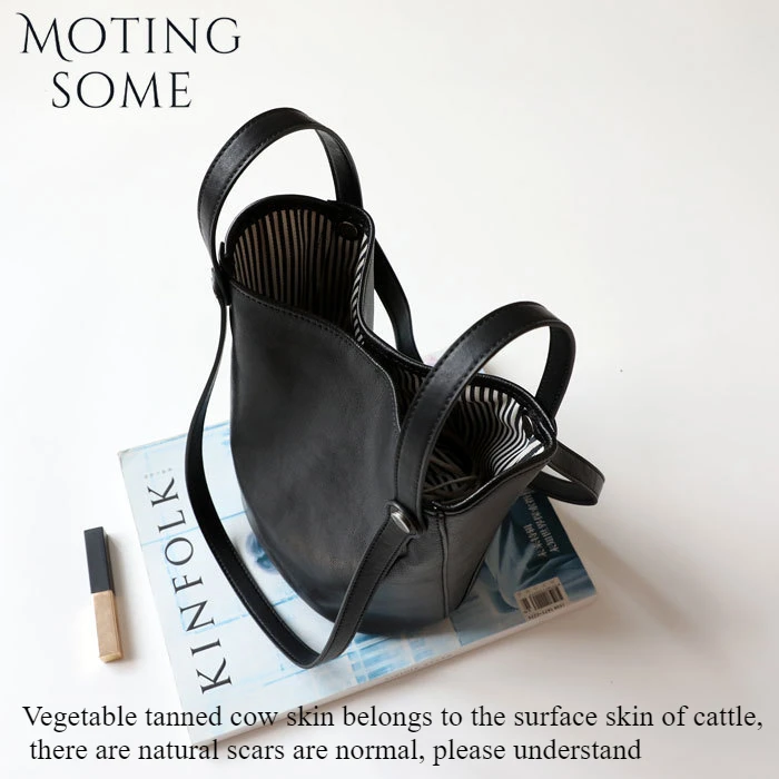 Motiongsome borsa retrò donna borsa a secchiello in pelle bovina conciata al vegetale borsa a tracolla Vintage Lady Commuter di grande capacità 2024
