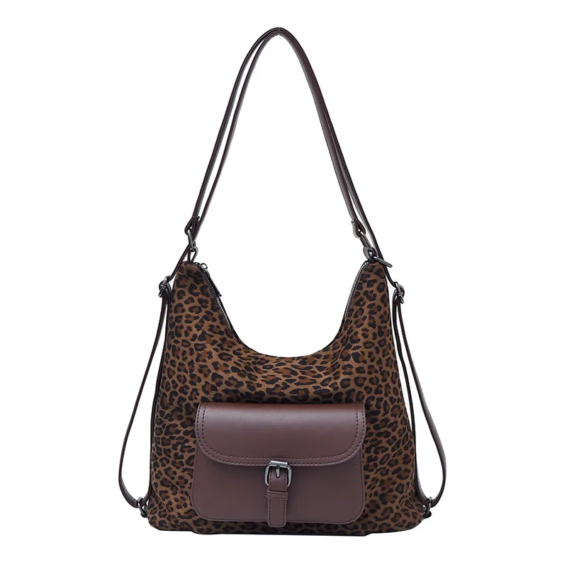 

Double-Layer Bag Large Capacity New Style Backpack Leopard Print Travel and Commuting Shoulder Bag Crossbody Bag