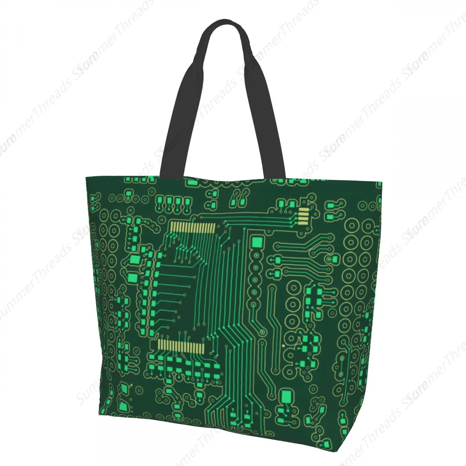 

Circuit Board Print Tote Bag for Women Large Print Bags Portable Beach Bag Reusable Grocery Bags Waterproof