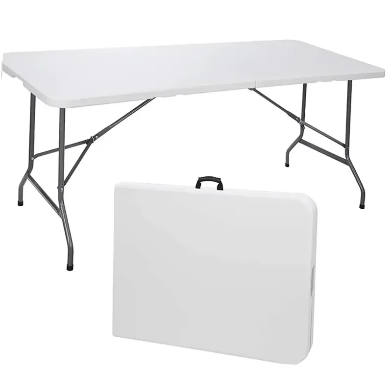 Hot Selling Rectangular White HDPE Plastic Folding Picnic Table and Chairs for Indoor Outdoor Events Weddings