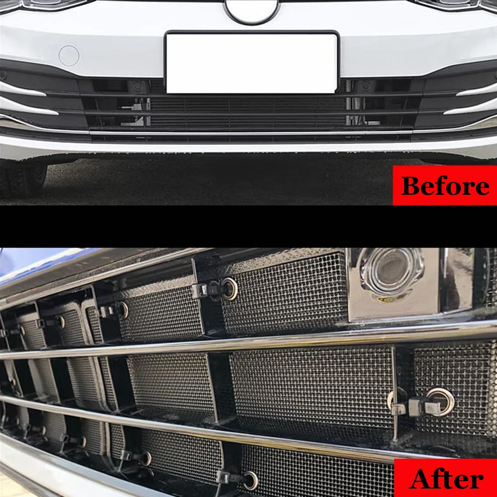 For Trumpchi GAC GS3 Emzoom 2023 2024 Stainless Garnish Car Front Grille Anti-insect Net And Dust-proof Net Decor Cover Trim