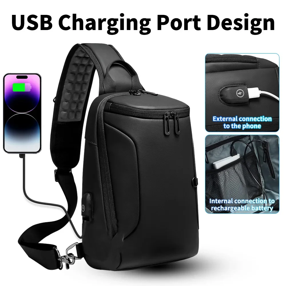 

Multifunction Crossbody Chest Bag Men USB Charging Port Messengers Pack Waterproof Sling Shoulder Bags For Male Bolsas Masculina