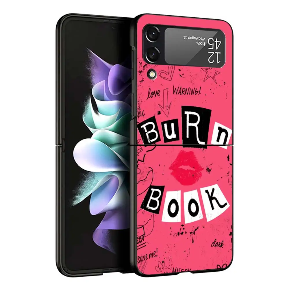 Mean Girls Burn Book Hard Black Cover for Samsung Galaxy Z Flip 4 3 5 5G Phone Case Flip4 Flip3 Flip5 Pattern Luxury Shockproof image 3