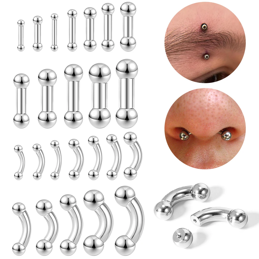 ZS BCR Septum Piercing Ring Stainless Steel Eyebrow Ring Curved Rook Stud Cartilage Earring Punk Vintage Lip Studs Body Jewelry