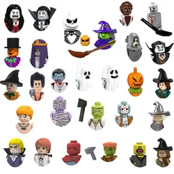 Halloween Building Block Horror Movie Pumpkin Vampire Witch Mini Human Head Brick Action Character Assembly Toy Christmas Gifts