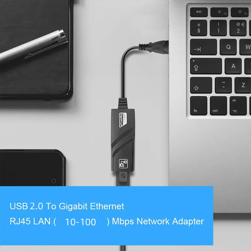External USB 2.0 Network Card Mini USB to RJ45 Ethernet Lan Adapter Cable 100Mbps for Win 7 8 10 XP Mac PC Laptop Free Driver