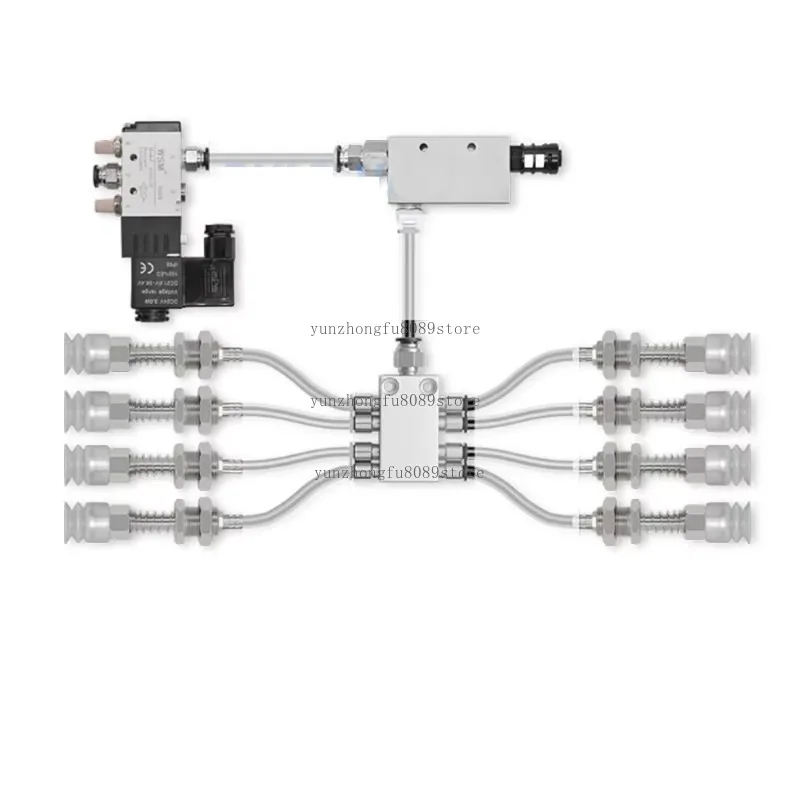 Pneumatic Manipulator Vacuum Suction Cup Assembly, Solenoid Valve Combination Metal Bracket Vacuum Generator for Robot Arm