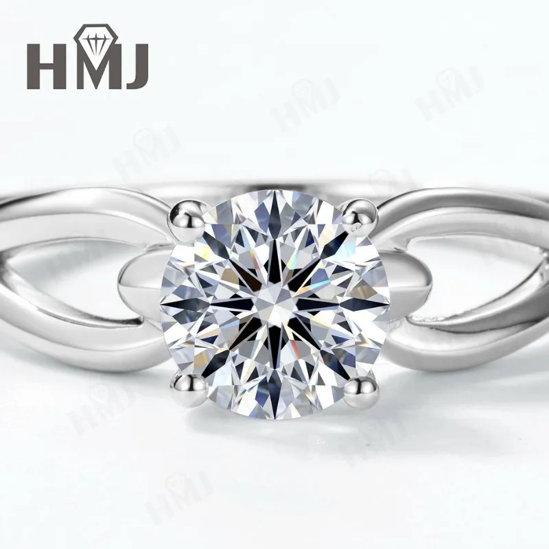 1ct Moissanit-Ring, runder Schliff, D-Farbe, 925er Sterlingsilber, 18K vergoldet, für Damen, edler Schmuck, Alltagsgebrauch, klassische Charms – Detail 2