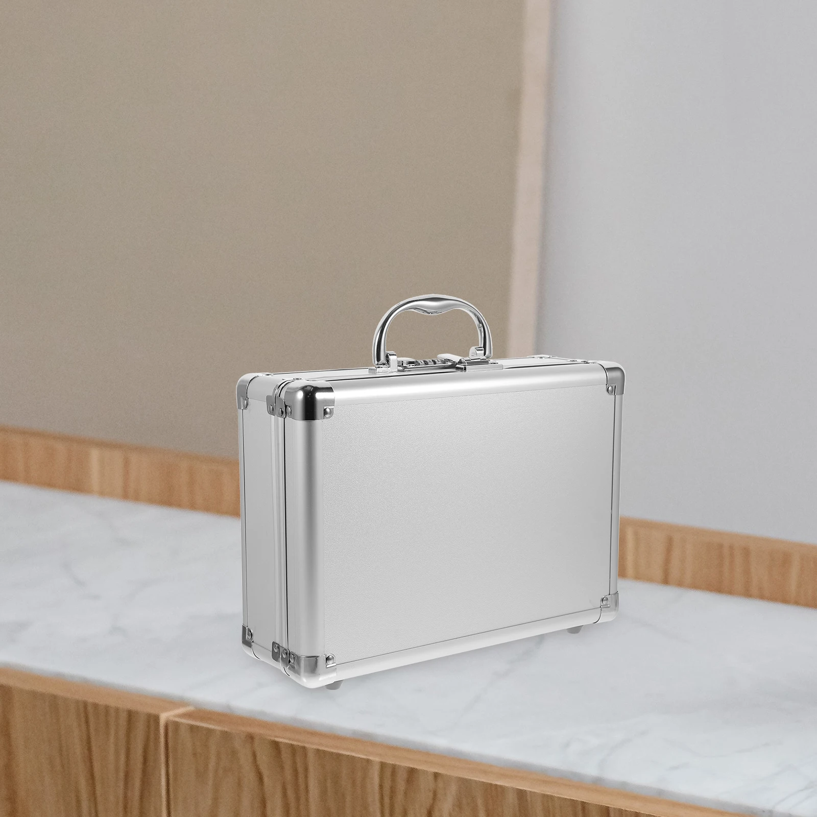 Aluminum Alloy Hand Carry Case Silver Small Tool Box Password Lock Portable Hard Case Travel Storage Mechanics Organizer