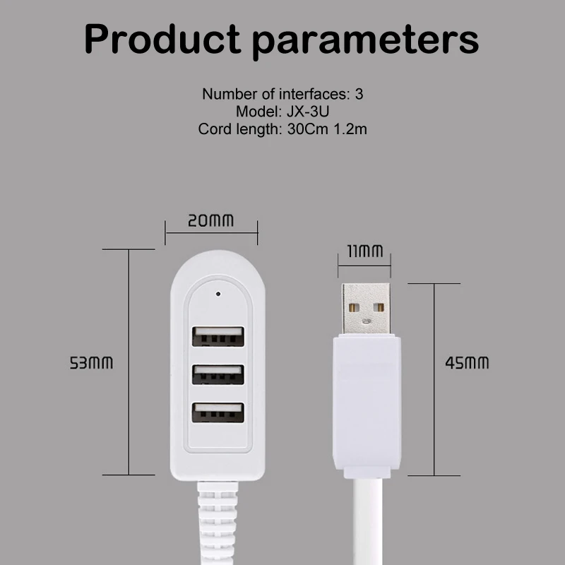 USB-концентратор с удлинителем, 3 USB, 1,2 м кабель, новый стиль, быстрая зарядка