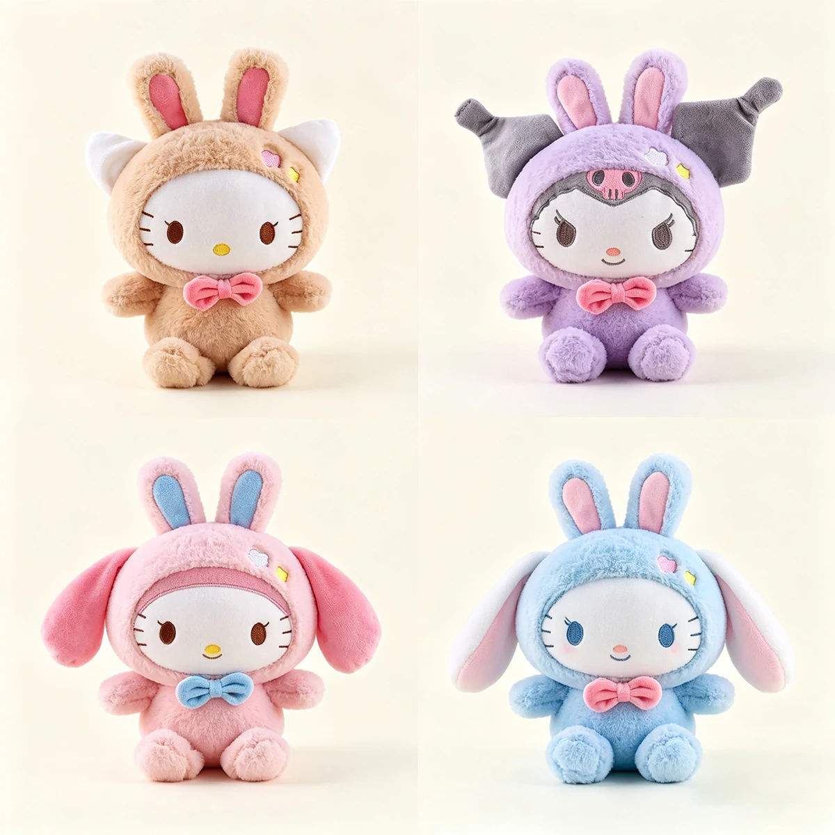 Sanrio 22-25CM Kuromi Cinnamoroll My Melody Pochacco Plush Dolls With Clothes Anime Room Decor Gift for Boys Girls Kids