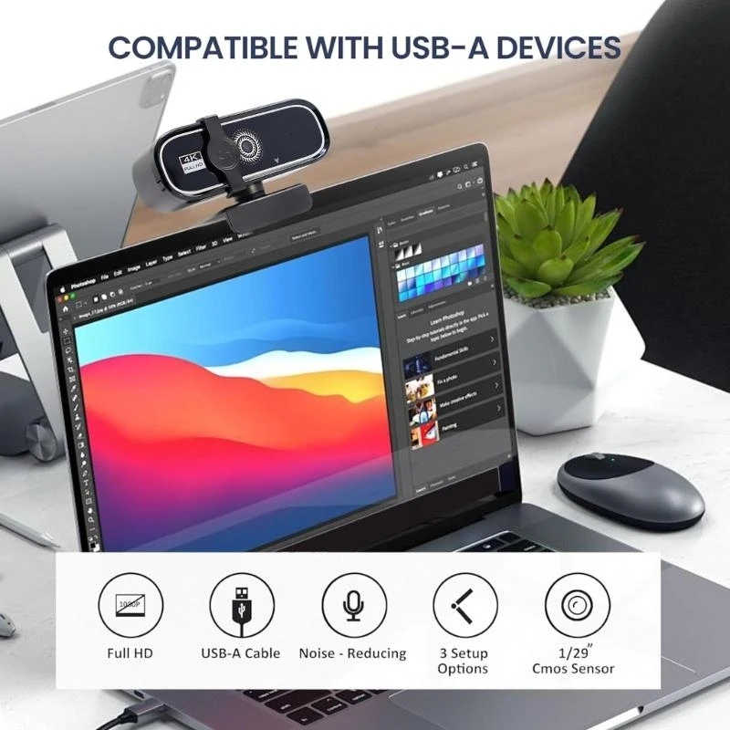 30FPS 1080P Computer Camera Flexible Mounting Clip Thin Transportable Plan Wide Agreement UVC Support best sale