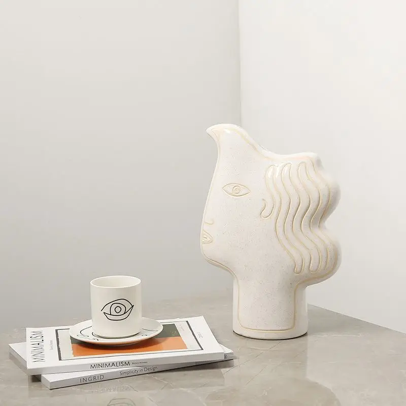 New Chinese-style simple abstract bird-shaped face ceramic ornaments exhibition hall office desktop new strange decorative craft