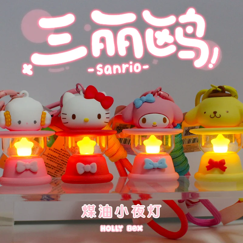 Original Sanrio Schlüsselanhänger Kreatives Hello Kitty Nachtlicht Schlüsselanhänger Cinnamoroll My Melody Kuromi Schlüsselanhänger Schultasche Anhänger Geschenke