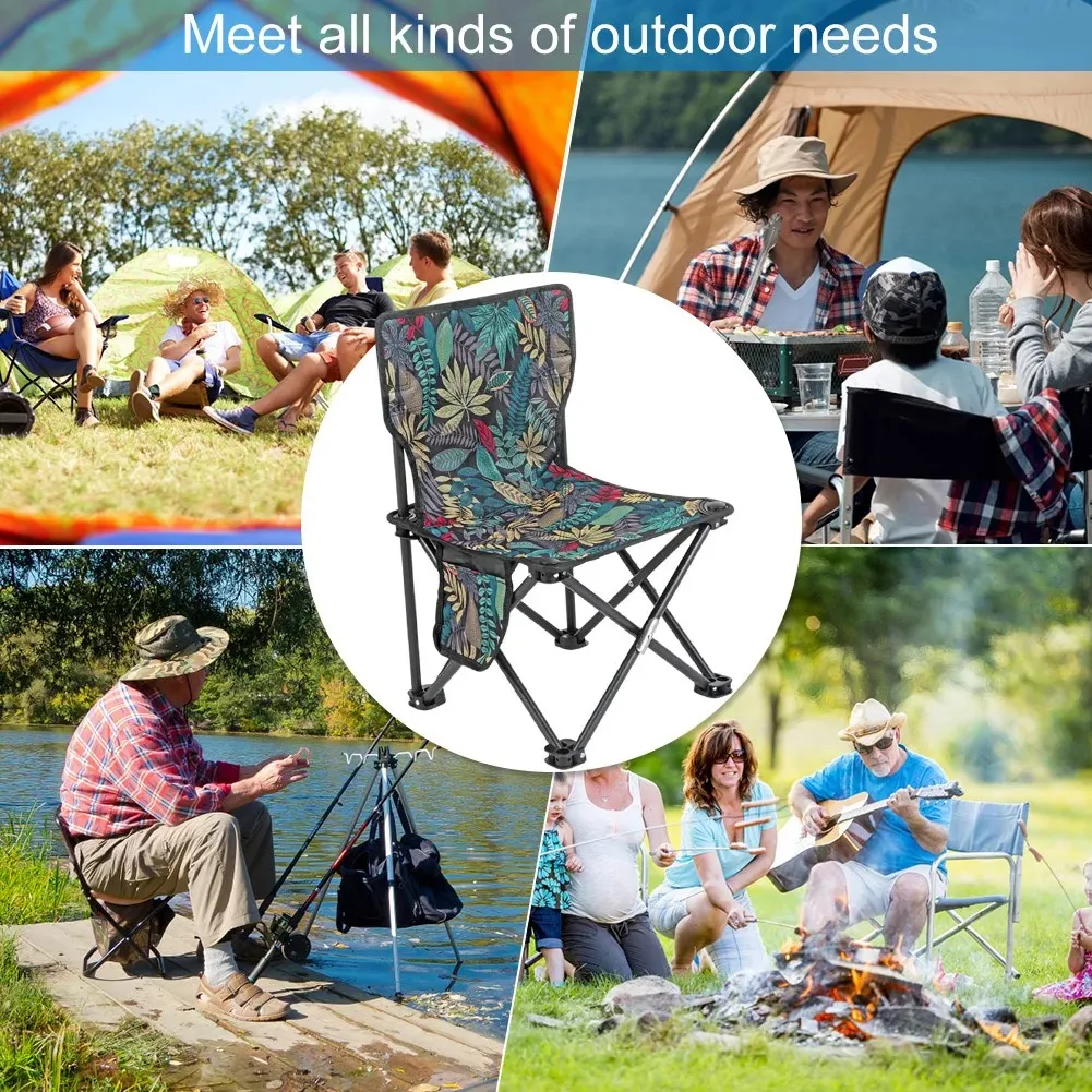 Camping Folding Chair Fishing Chair with Carrying Bag &Armrest Foldable Portable Camping Chair Heavy Duty for Travelling outdoor image 4