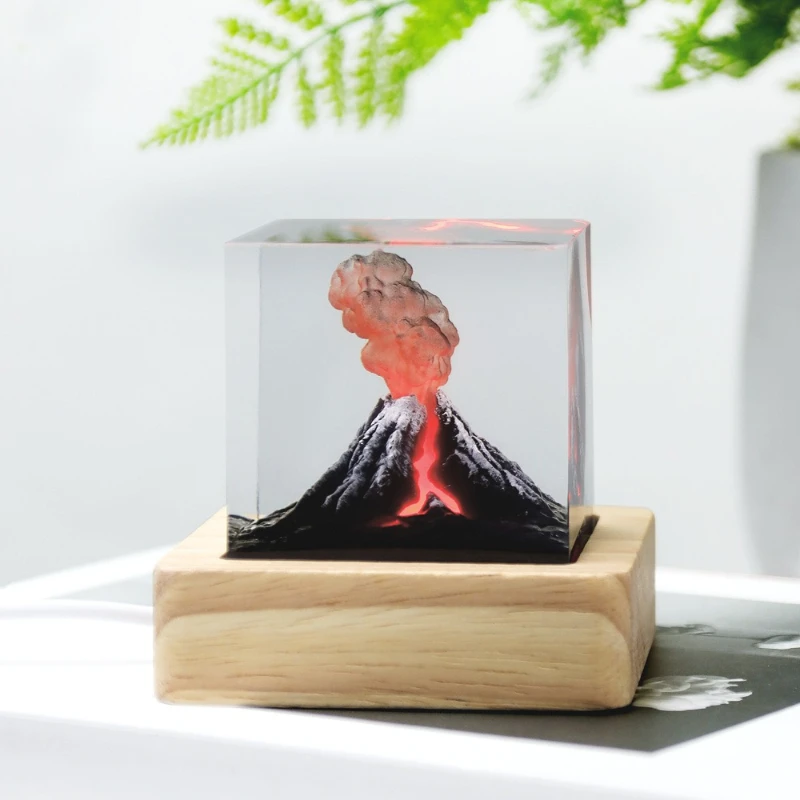 Lampe de nuit réaliste à effet d'éruption volcanique, lampe décorative artistique créative USB à simulation d'éruption volcanique, décoration pour la maison