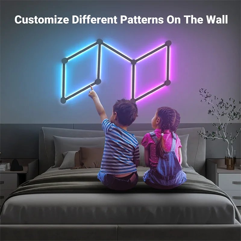 DIY RGB Wall Light, Smart Modular Lamp with APP/Bluetooth Control, Gaming Room Decor, RGBIC Ambient Light