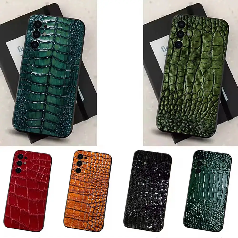 

Crocodile Pattern Print Phone Case For Samsung S25,S24,S21,S22,S23,S30,Ultra,S20,Plus,Fe,Lite Black Shell