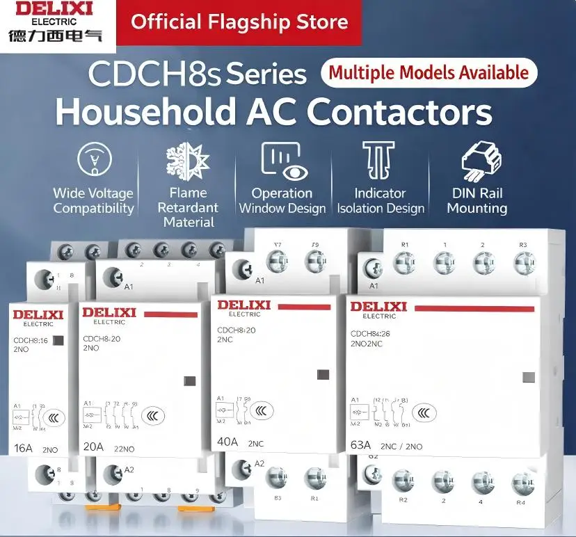 

Delixi household AC contactor CDCH8S normally open 2 normally closed 40A small 220V household 63A hotel