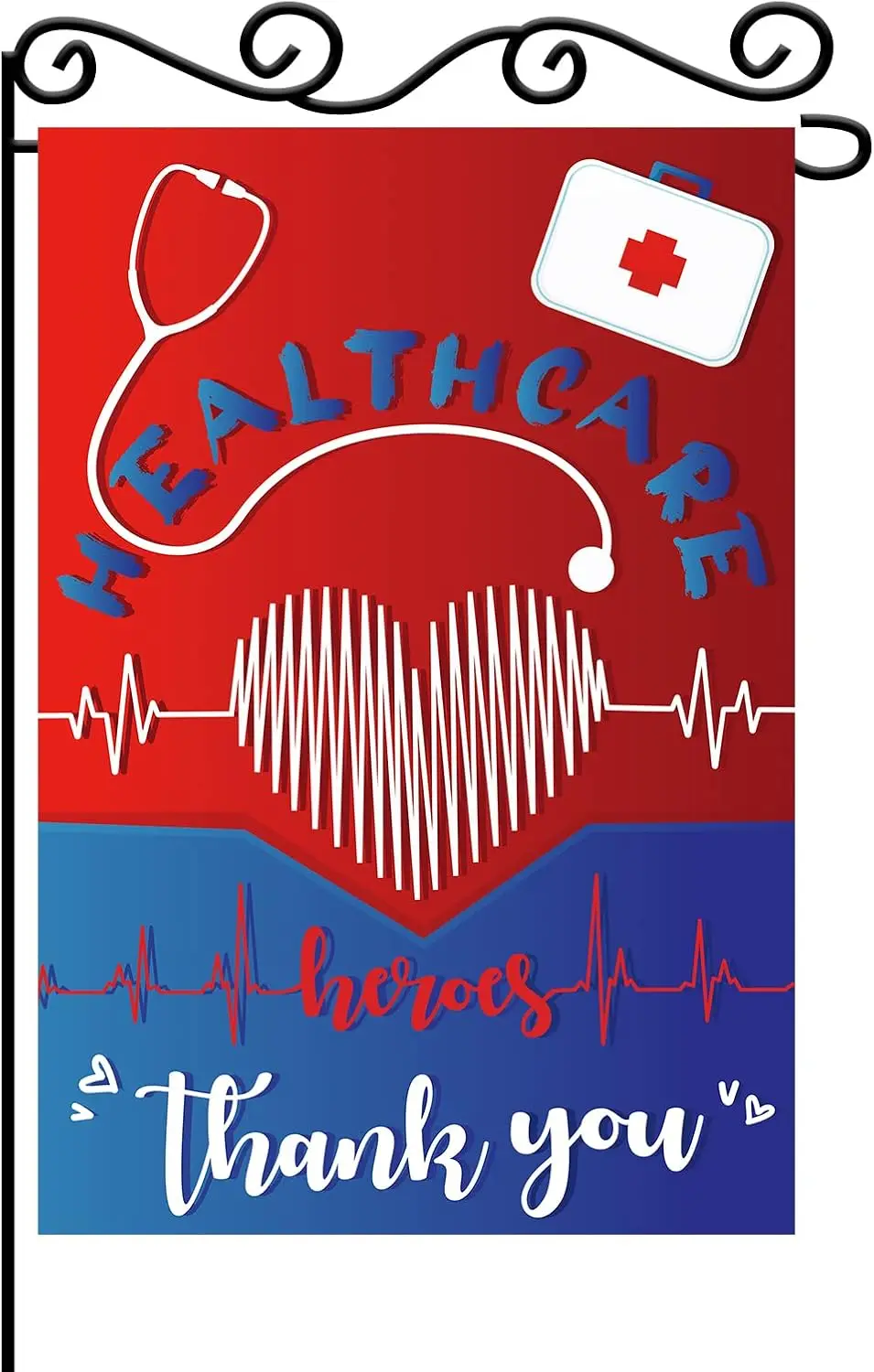 Healthcare Heroes Thank You Garden Flag,Healthcare Workers Outdoor Yard Lawn Decor,Thank You Salute Medical Yard Lawn Decoration